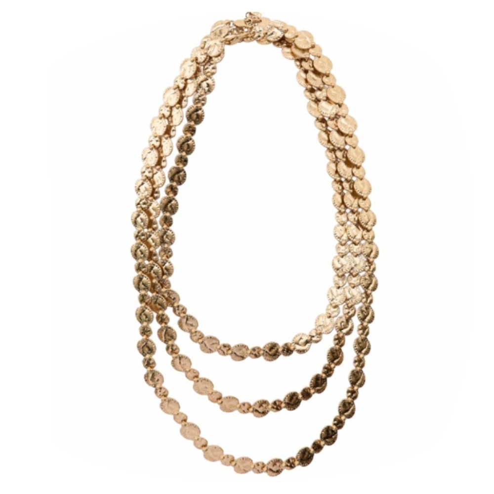 Zara Coin Necklace Golden Triple Metal Embelishments
